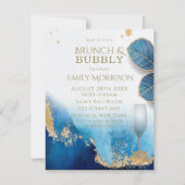 Ocean Blue en Gold Agate Brunch en Bubble Kaart (Voorkant)