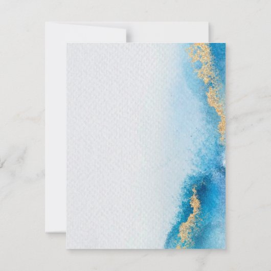 Ocean Blue en Gold Agate Brunch en Bubble Kaart (Achterkant)