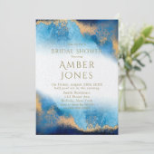 Ocean Blue en Gold Agate Vrijgezellenfeest Kaart (Staand voorkant)