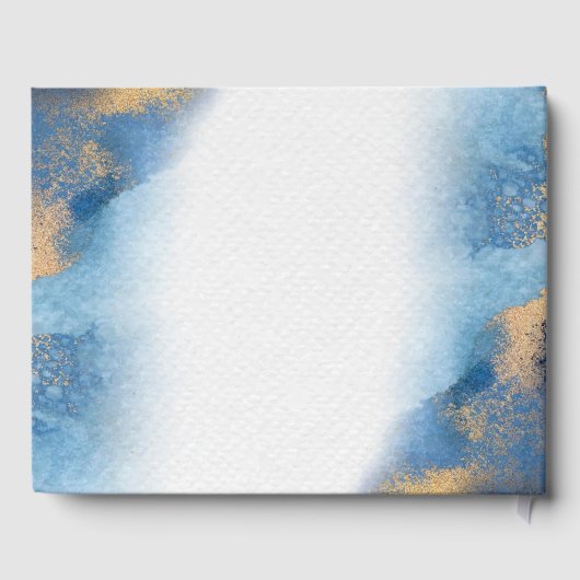 Ocean Blue en Golden Waterverf bruiloft Gastenboek (Achterkant)