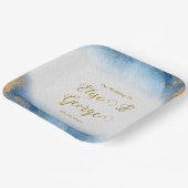 Ocean Blue en Golden Waterverf bruiloft Papieren Bordje (Gebogen)
