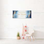 Ocean Blue en Golden Waterverf Vrijgezellenfeest Spandoek (Insitu)