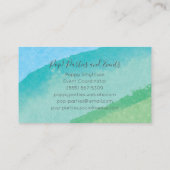 Ocean Blue en Green Modern Waterverf Visitekaartje (Achterkant)