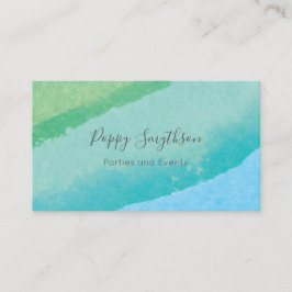 Ocean Blue en Green Modern Waterverf Visitekaartje