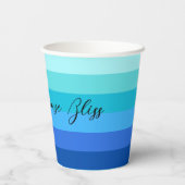 Ocean Blue en Green Striped Paper Papieren Bekers (Achterkant)