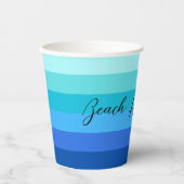 Ocean Blue en Green Striped Paper Papieren Bekers (Voorkant)