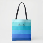 Ocean Blue en Green Stripes Tote Bag (Voorkant)