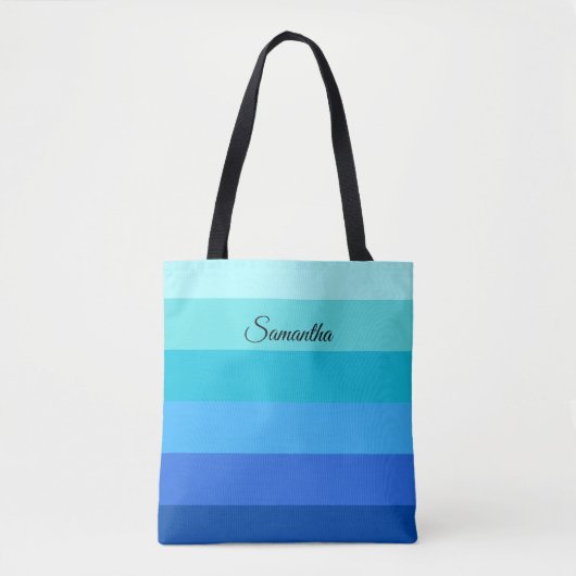 Ocean Blue en Green Stripes Tote Bag (Voorkant)