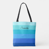 Ocean Blue en Green Stripes Tote Bag (Achterkant)