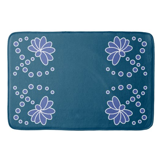 Ocean Blue en Medium moderne bloem Badmat (Voorkant)