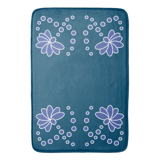 Ocean Blue en Medium moderne bloem Badmat (Voorkant Verticaal)