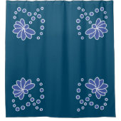 Ocean Blue en Medium moderne bloem Douchegordijn (Voorkant)