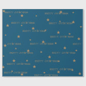 Ocean Blue en Tan Merry kerstStar-cadeautje Cadeaupapier (Vlak)