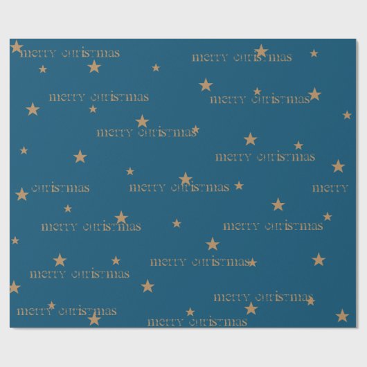 Ocean Blue en Tan Merry kerstStar-cadeautje Cadeaupapier (Vlak)
