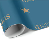 Ocean Blue en Tan Merry kerstStar-cadeautje Cadeaupapier (Rol Hoek)