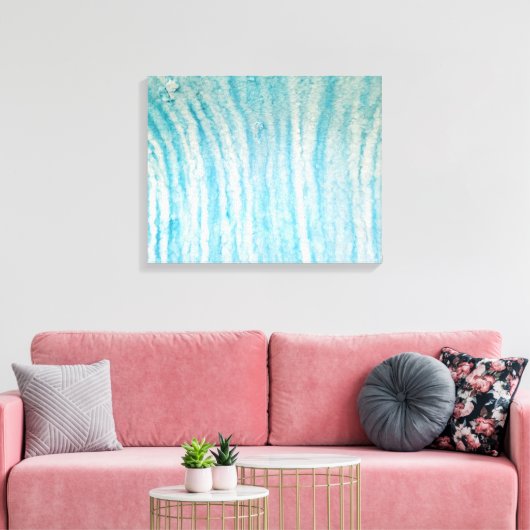 Ocean Blue en White Abstract Canvas Afdruk (Insitu (Woonkamer))