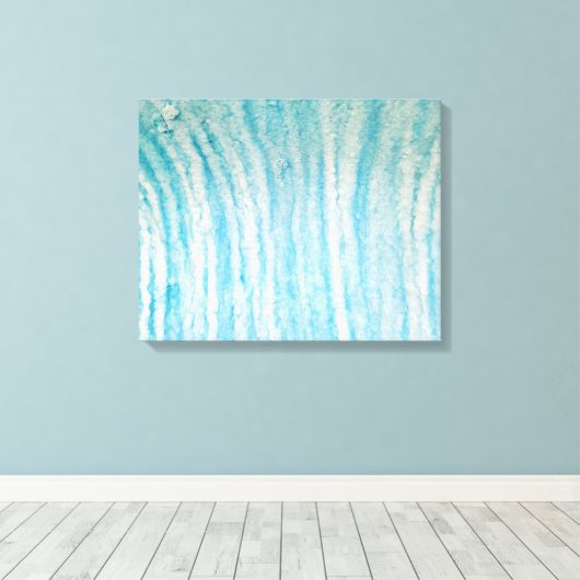 Ocean Blue en White Abstract Canvas Afdruk (Insitu (Houten vloer))