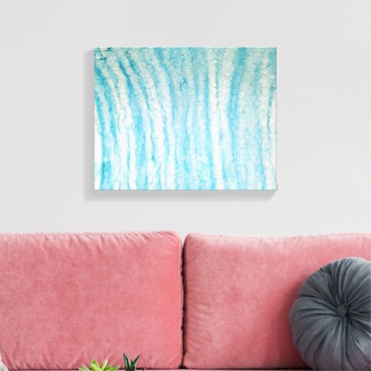 Ocean Blue en White Abstract Canvas afdrukken (Insitu (Woonkamer))