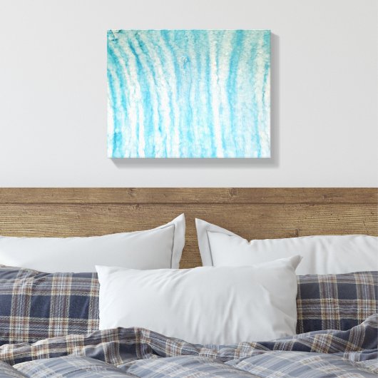 Ocean Blue en White Abstract Canvas afdrukken (Insitu (Slaapkamer))