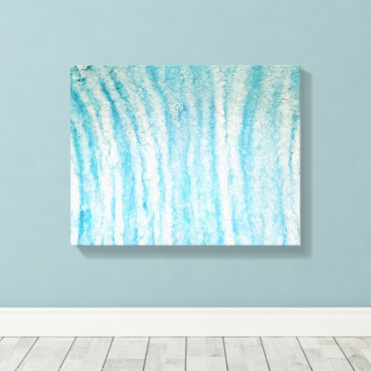 Ocean Blue en White Abstract Canvas afdrukken (Insitu (Houten vloer))