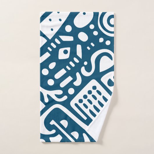 Ocean Blue en White Doodles 2 van 4 Bad Handdoek (Handdoek)
