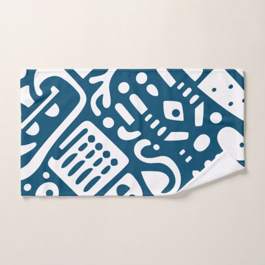 Ocean Blue en White Doodles 2 van 4 Bad Handdoek (Handdoek)