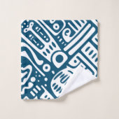 Ocean Blue en White Doodles 3 van 4 Bad Handdoek (Wasdoekje)