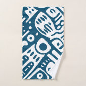 Ocean Blue en White Doodles 4 van 4 Bad Handdoek (Handdoek)