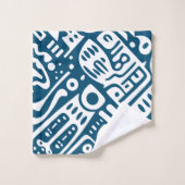 Ocean Blue en White Doodles 4 van 4 Bad Handdoek (Wasdoekje)