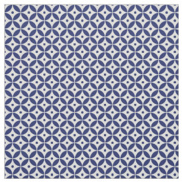 Ocean Blue en White Geometric Pattern. Kustkust Stof