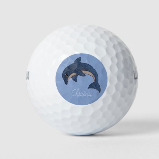  Ocean Blue en white Jumping Dolphin Golfballen (Voorkant)