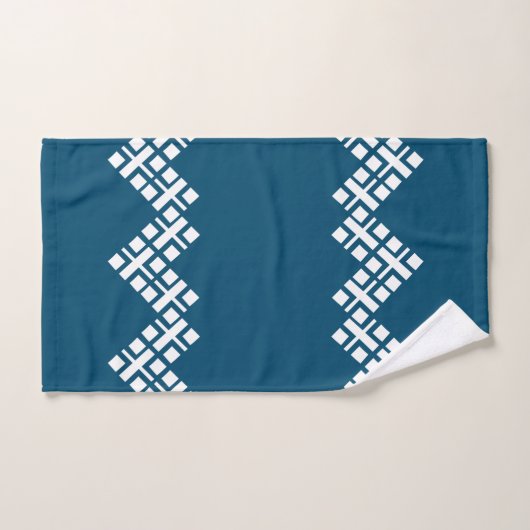 Ocean Blue en White Mono Zig Zag Bad Handdoek (Handdoek)