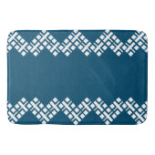 Ocean Blue en White Mono Zig Zag Badmat (Voorkant)