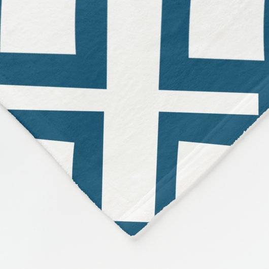 Ocean Blue en White Mono Zig Zag Fleece Deken (Hoek)