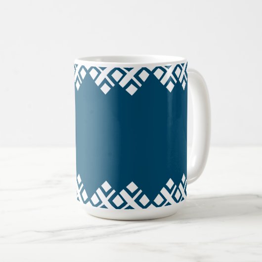 Ocean Blue en White Mono Zig Zag Koffiemok (Voorkant rechts)