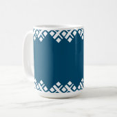 Ocean Blue en White Mono Zig Zag Koffiemok (Voorkant links)