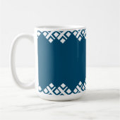 Ocean Blue en White Mono Zig Zag Koffiemok (Links)