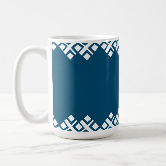 Ocean Blue en White Mono Zig Zag Koffiemok (Links)