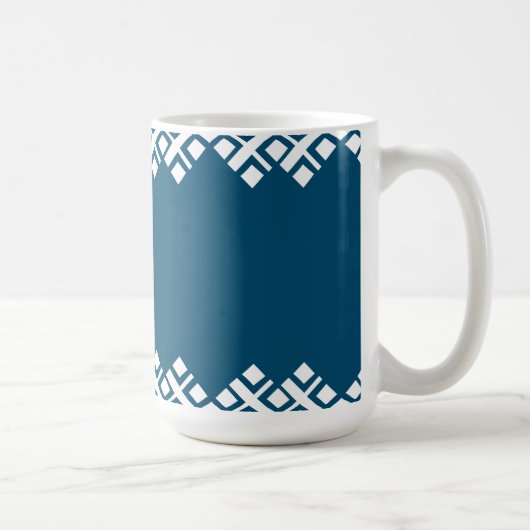 Ocean Blue en White Mono Zig Zag Koffiemok (Rechts)