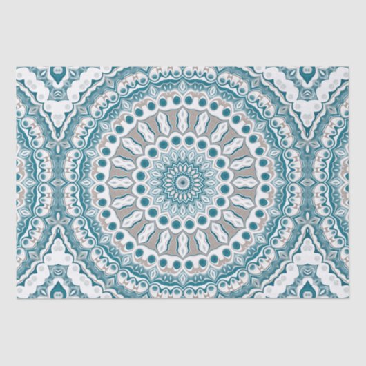 Ocean Blue en White Nautical Mandala Design Tissuepapier (Voorkant)