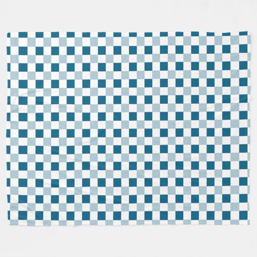 Ocean Blue en White Plaid Fleece Deken (Voorkant (Horizontaal))
