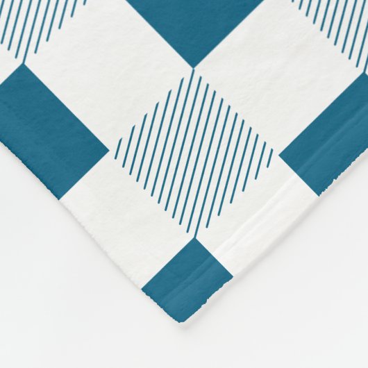 Ocean Blue en White Plaid Fleece Deken (Hoek)
