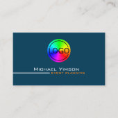 Ocean Blue en White Simple met Logo Professional Visitekaartje (Voorkant)
