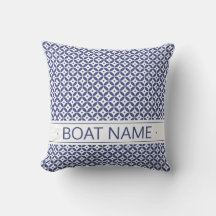 Ocean Blue en White Small Geometric Pattern. Boat