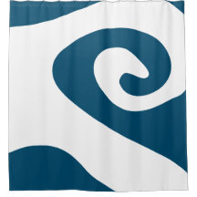 Ocean Blue en White Swirl Wave
