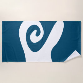 Ocean Blue en White Swirl Wave Strandlaken