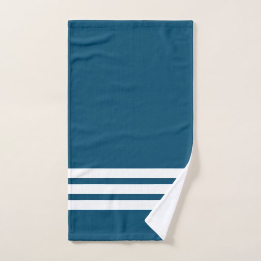Ocean Blue en witte strepen badkamer Bad Handdoek (Handdoek)