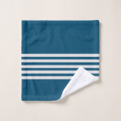 Ocean Blue en witte strepen badkamer Bad Handdoek (Wasdoekje)
