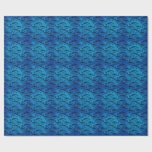 Ocean Blue Fish Pattern voor vissers Cadeaupapier (Vlak)