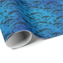 Ocean Blue Fish Pattern voor vissers Cadeaupapier